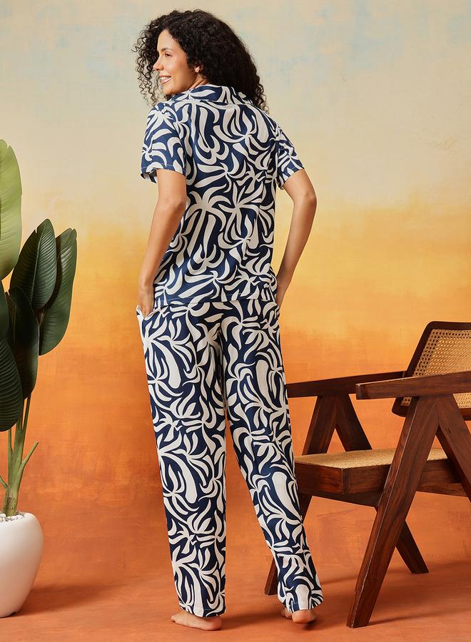 كلوفيا طقم بيجاما من بنطال وبلوزة بطبعات وأزرار - Image 5